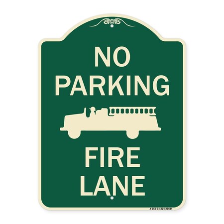 Signmission No Parking Fire Lane with Graphic Heavy-Gauge Aluminum Architectural Sign, 24" x 18", G-1824-23624 A-DES-G-1824-23624